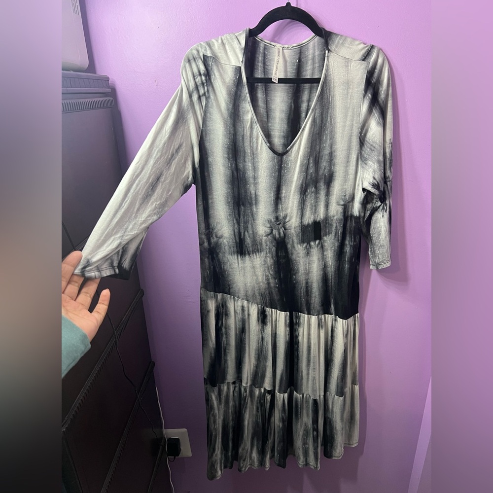 Forgotten Grace Black and Gray and white dress  XXL